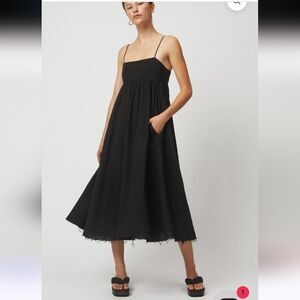 NWT Aterlier Delphine Arquette Dress Raw Hem In Black Size Large